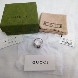 Brand New Size 6.5 Gucci 14mm GG Marmont 925 Sterling Silver Ring